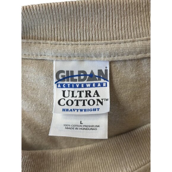 Gildan Tag Brag Deer Graphic Tee Large Beige Ultra Cotton - Picture 3 of 5